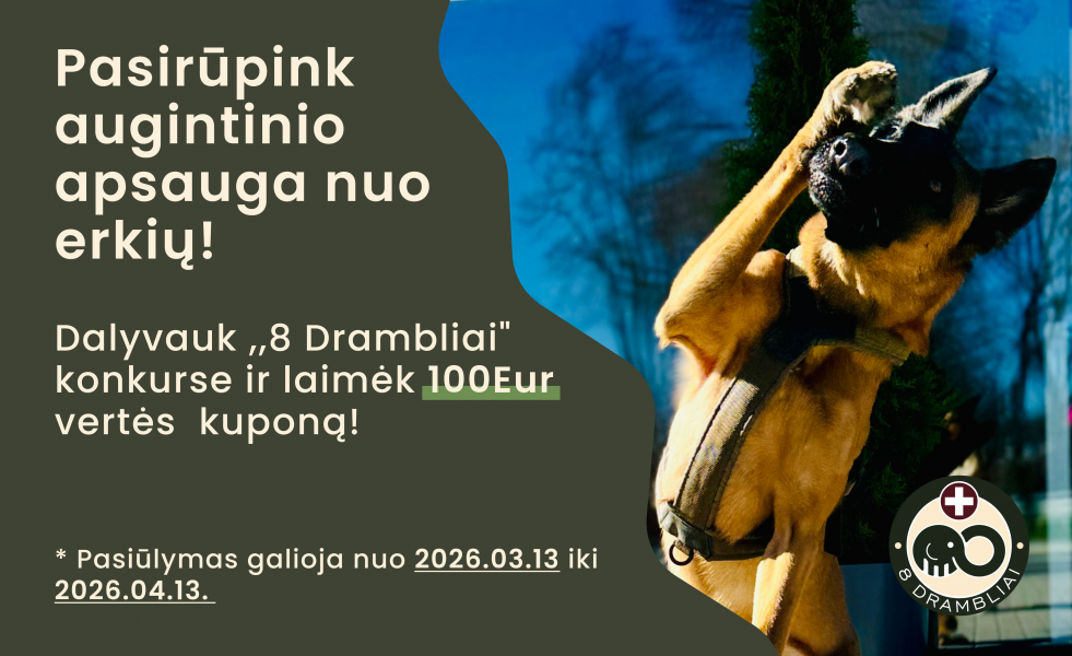 Pasirūpink augintinio apsauga nuo erkių!